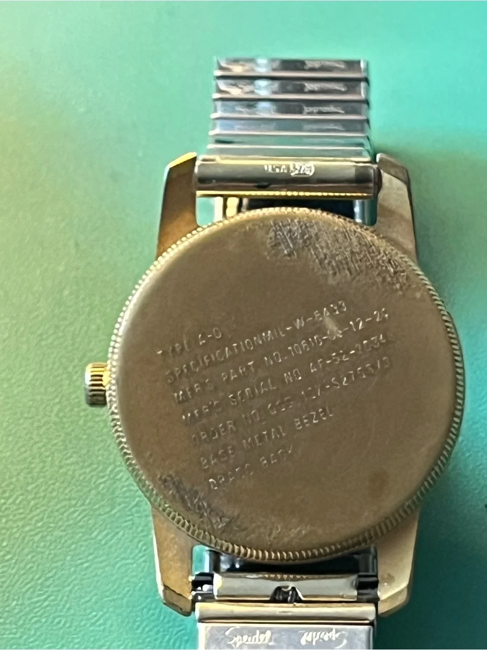 Vintage Type A-D MIL-W-6433 Military Style Field Watch Gold Tone Black Dial
